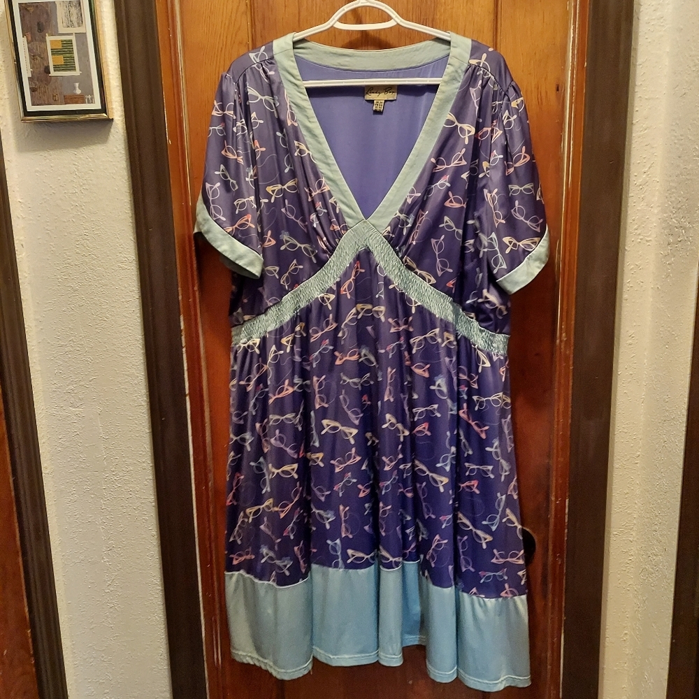 Lindy Bop Purple retro glasses print housedress UK 24/US 20 a